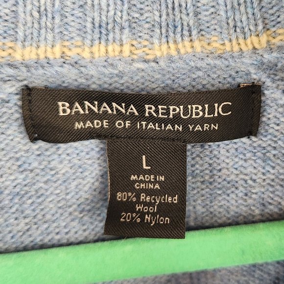 Banana Republic Italian Wool Blend Raglan Button Sweater sz L - Picture 6 of 8